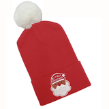 Black or White Santa Red Hospital hat for Boys or Girls with Fuzzy White Pom - Gender Neutral Christmas Hat for Newborns