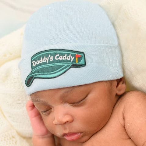 Daddy's Caddy - WHITE or Blue Newborn Boy Golf Caddy Visor - Sports Hospital Hat