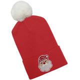 White or Black Santa Red Hospital hat for Boys or Girls with Fuzzy White Pom - Gender Neutral Christmas Hat for Newborns (Copy)