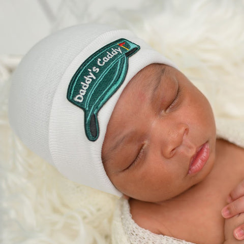 Daddy's Caddy - WHITE or Blue Newborn Boy Golf Caddy Visor - Sports Hospital Hat