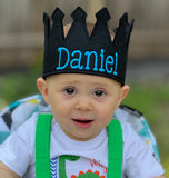 Personalized Felt Crown For Baby and Toddler Boys, Blue Color Infant Hat Newborn Hat