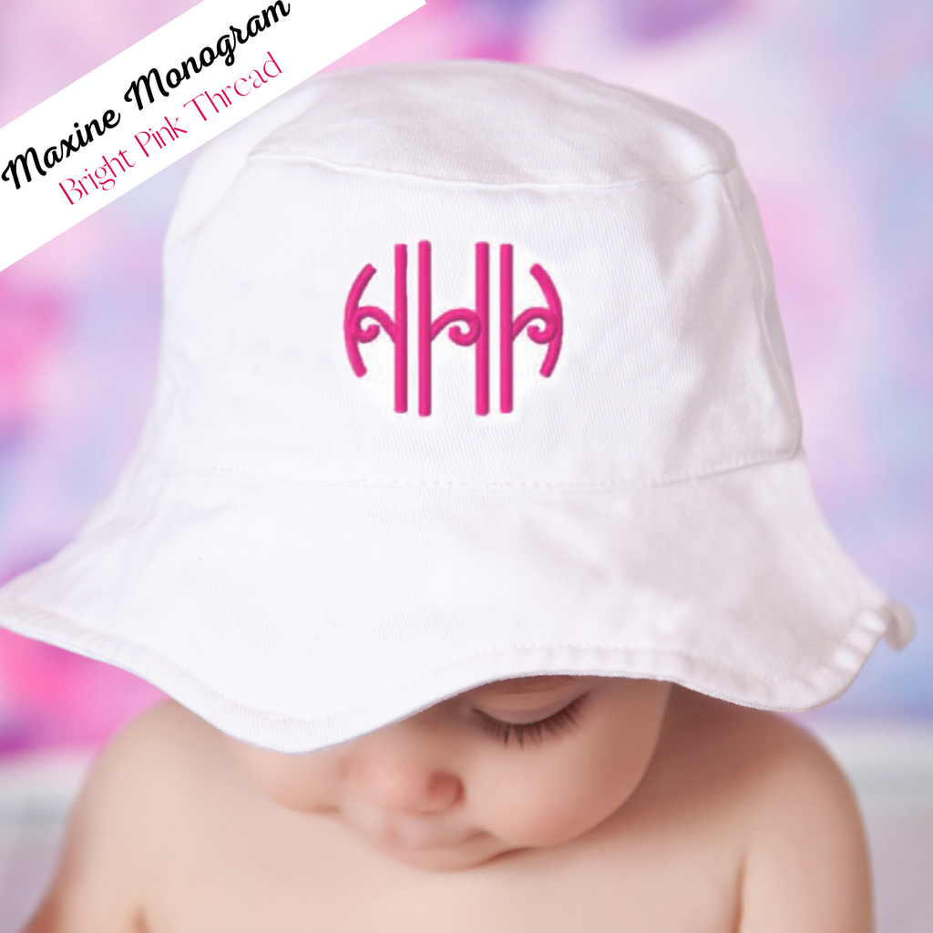 BabyMelons Personalized Sun Hat for Baby and Toddler Girls, White or Pink Infant Hat Newborn Summer Hat Pink 2-4 Years