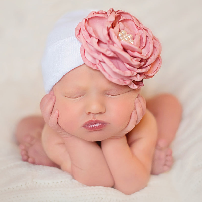 2 Flowers Beanie S00 - New - For Baby