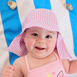 Personalized Pink and White Preppy Seersucker Stripe Sun & Swim Sun Hat for Baby Girls Newborn Hats Infant Summer Hat